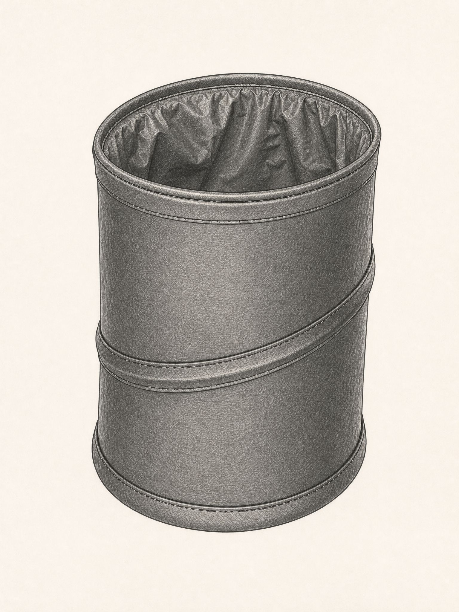 A compact hanging trash can attached to the VariTree stand within easy reach